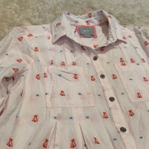 Anthropologie Maeve Miette Teepee Print Buttondown Shirt - Size 6 - Picture 3 of 6